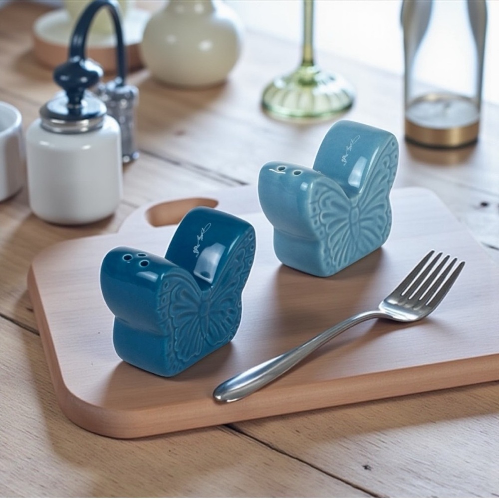 Dolly Parton Ceramic Butterfly Shaped Salt and Pepper Shakers